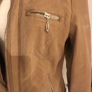 Kate & Mallory Moto jacket, Tan, S zips, nice&warm